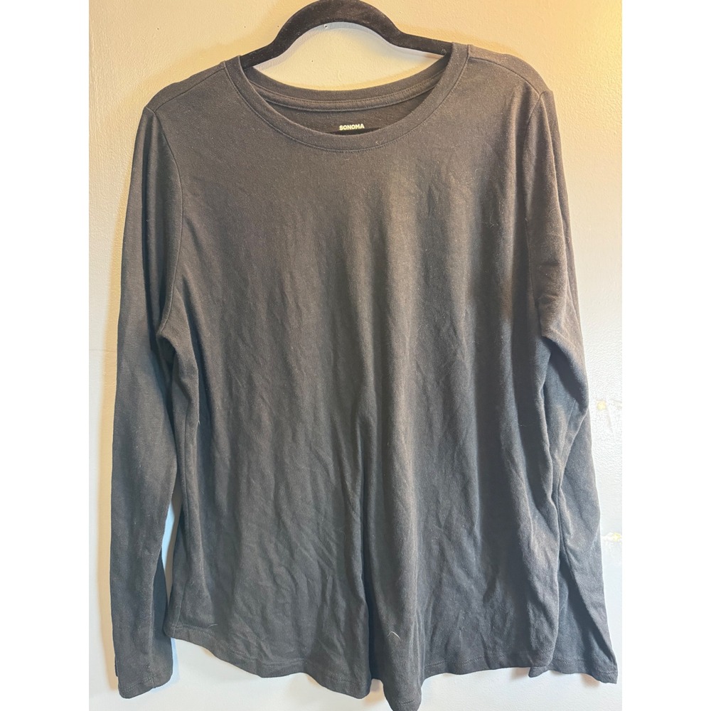 Sonoma Goods For Life The Everyday Tee Black Long Sleeve Crew Neck Plus Size 0X